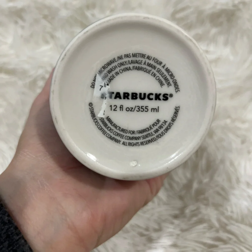 Starbucks Green Spring Black Floral Travel Mug